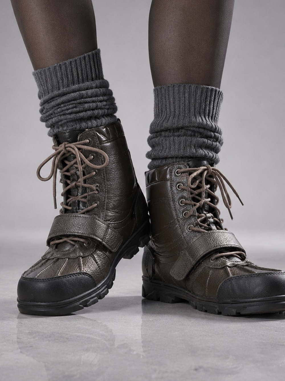 Nautica Kressler Mens Brown Lace Up Duck Boots Size 9.5 Ankle Strap Rugged Lug